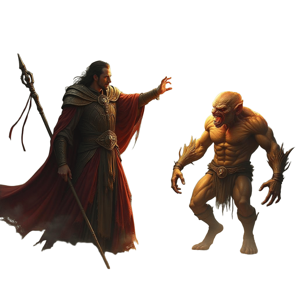 Mage Attacks Goblin with Fireball Spell