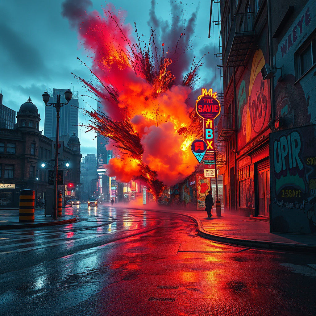 Dystopian Cityscape Street Art in Digital Matte Painting