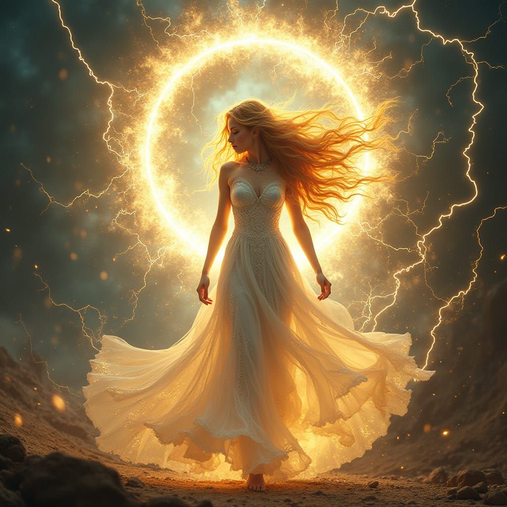 Majestic Goddess of Electric Energy in a Swirling Vortex