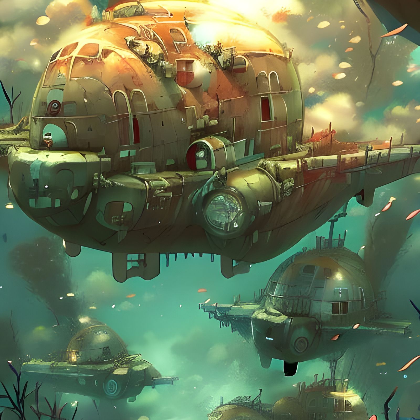 WWII Submarines in Coral Reefs: Anime Style