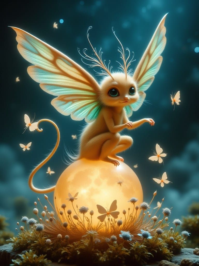 little magical creatureon the moon