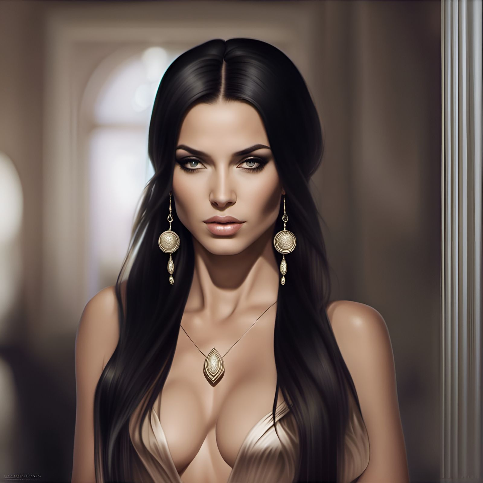 Goddess Portrait with Elaborate Earrings