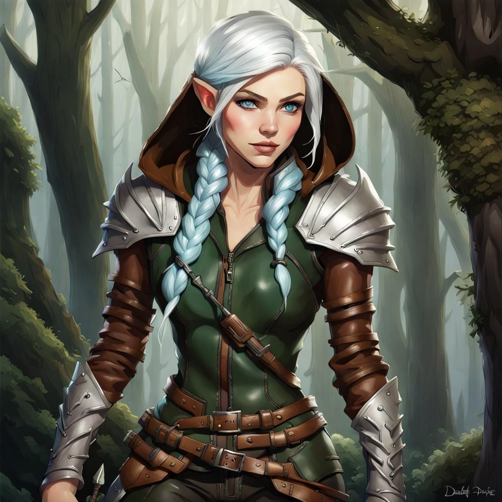 Changeling Rogue with Silver Hair and Daggers