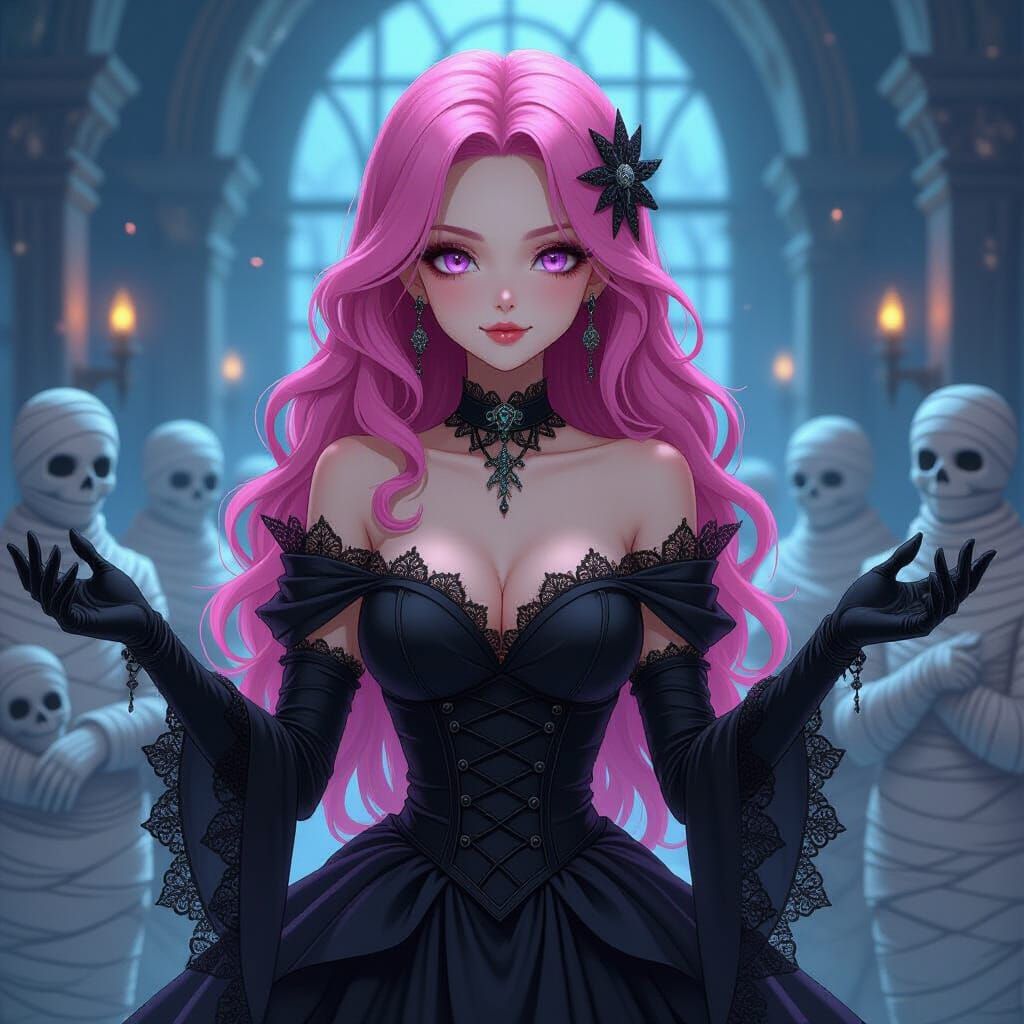 Gothic Reaper Celebrates Spooky Christmas With Mummies