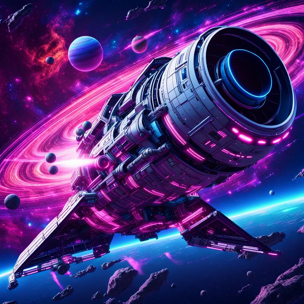 Cosmic Sci-Fi Spaceship Engine in Galaxy