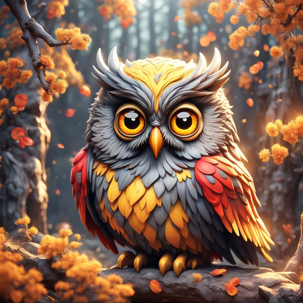 Cute Pleading Owl in Detailed Matte Painting
