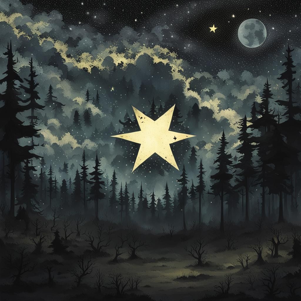 Dark Star Shines Over Murky Forest