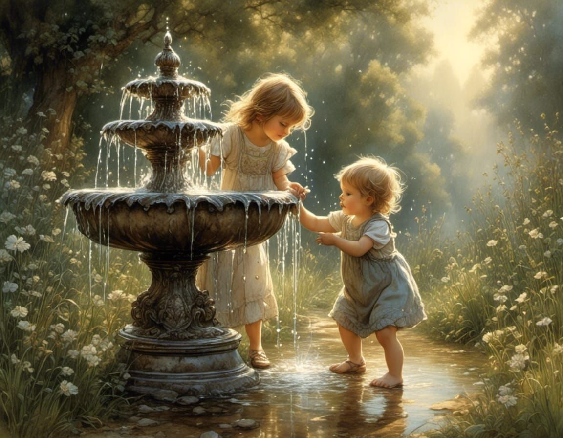 Toddler's Joy: A Nostalgic Pencil Art Illustration