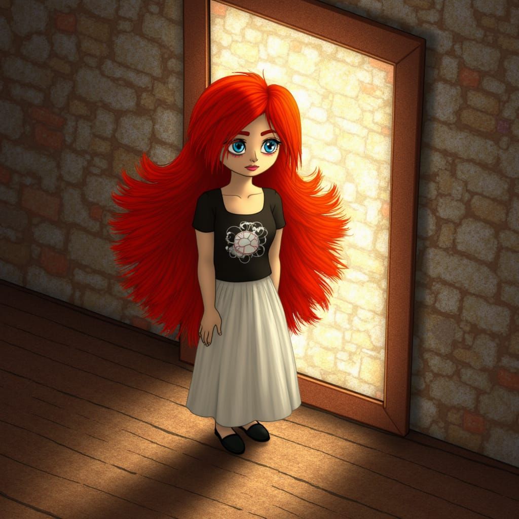 Charming Freckled Teen in Maid Outfit, Magical Realism