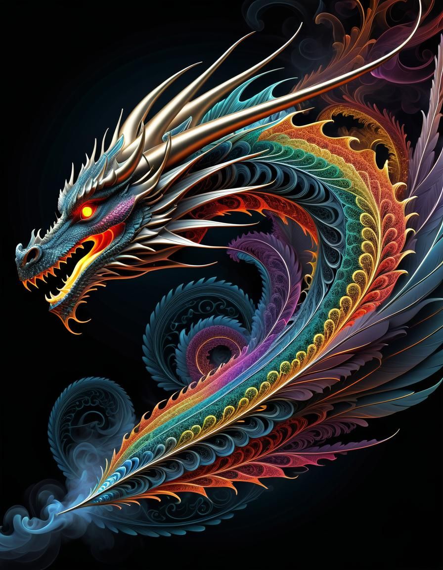 Dragon in Flight: Gothic Kinetic Generative Art