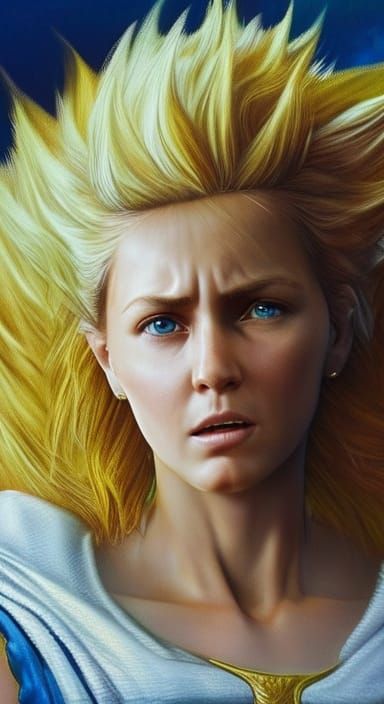 Hyperrealistic Super Saiyan Female in Combat