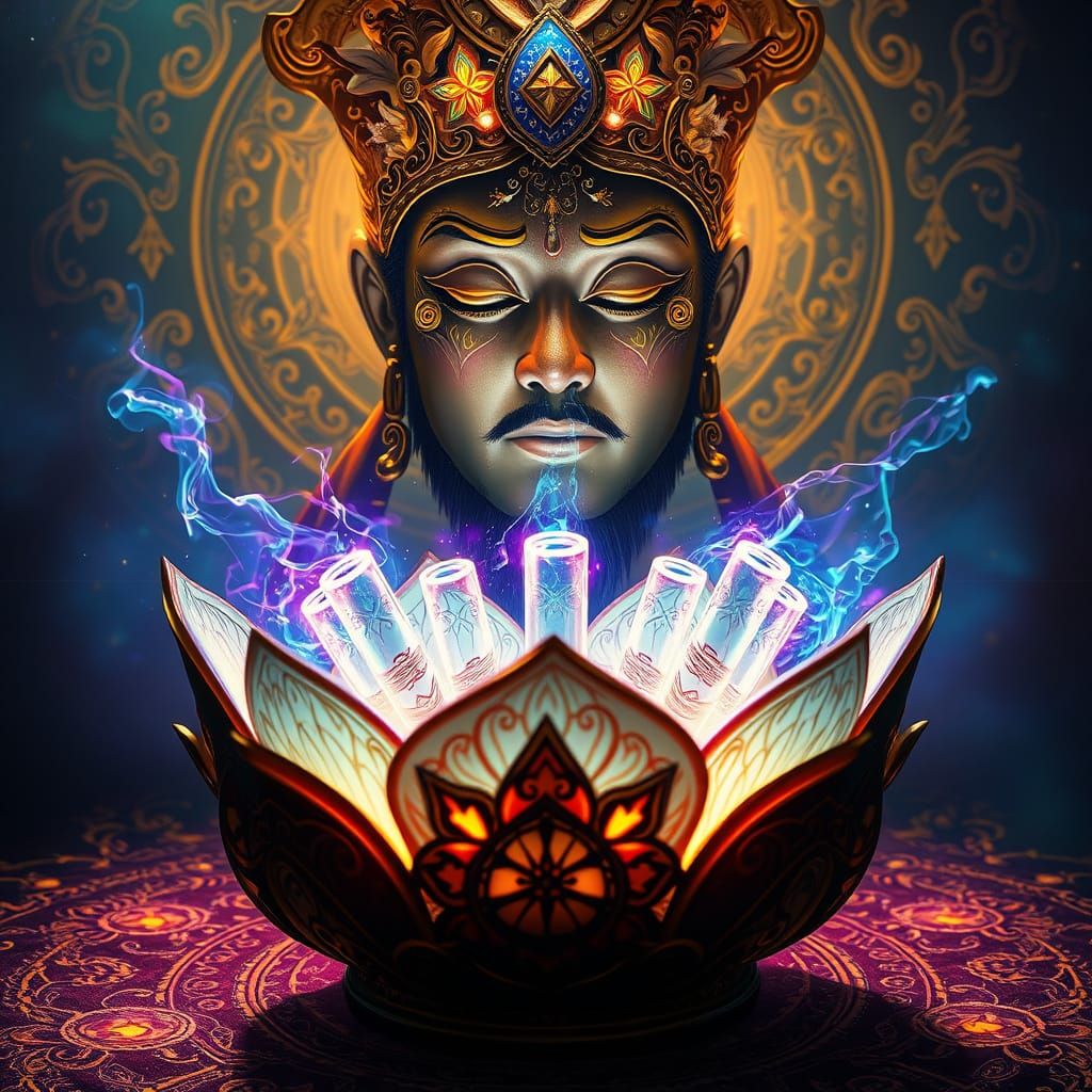 Serene Taoist God King in Cosmic Meditation