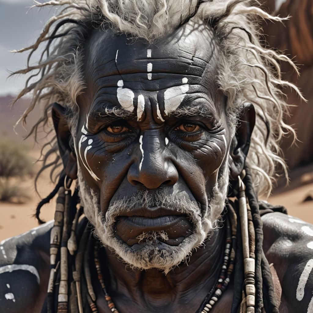 Aboriginal Elder Portrait in Black and White