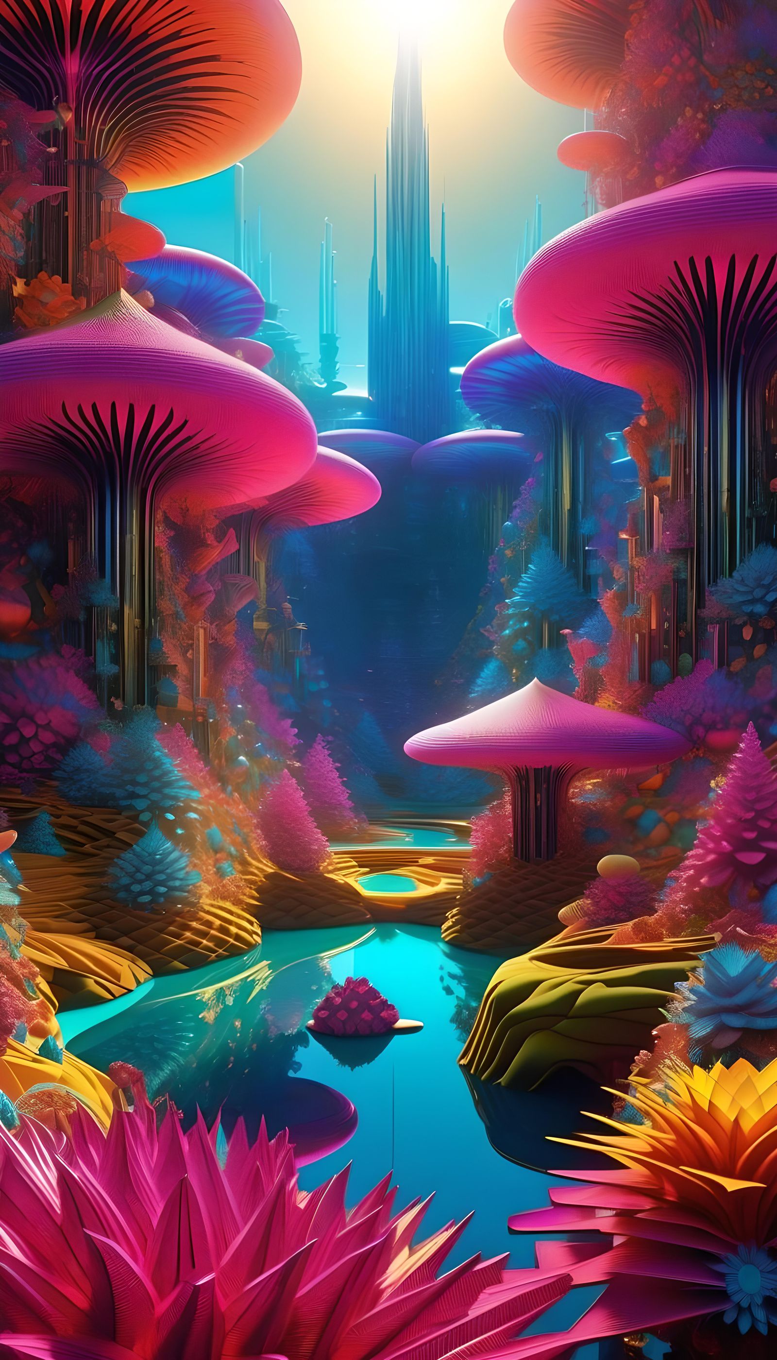 Psychedelic Crystal Matrix in a Geometric Abstract Style