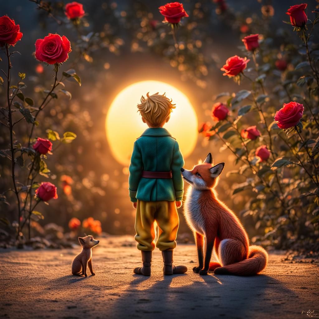 The Little Prince by Saint Exupery. He is with his fox and h...