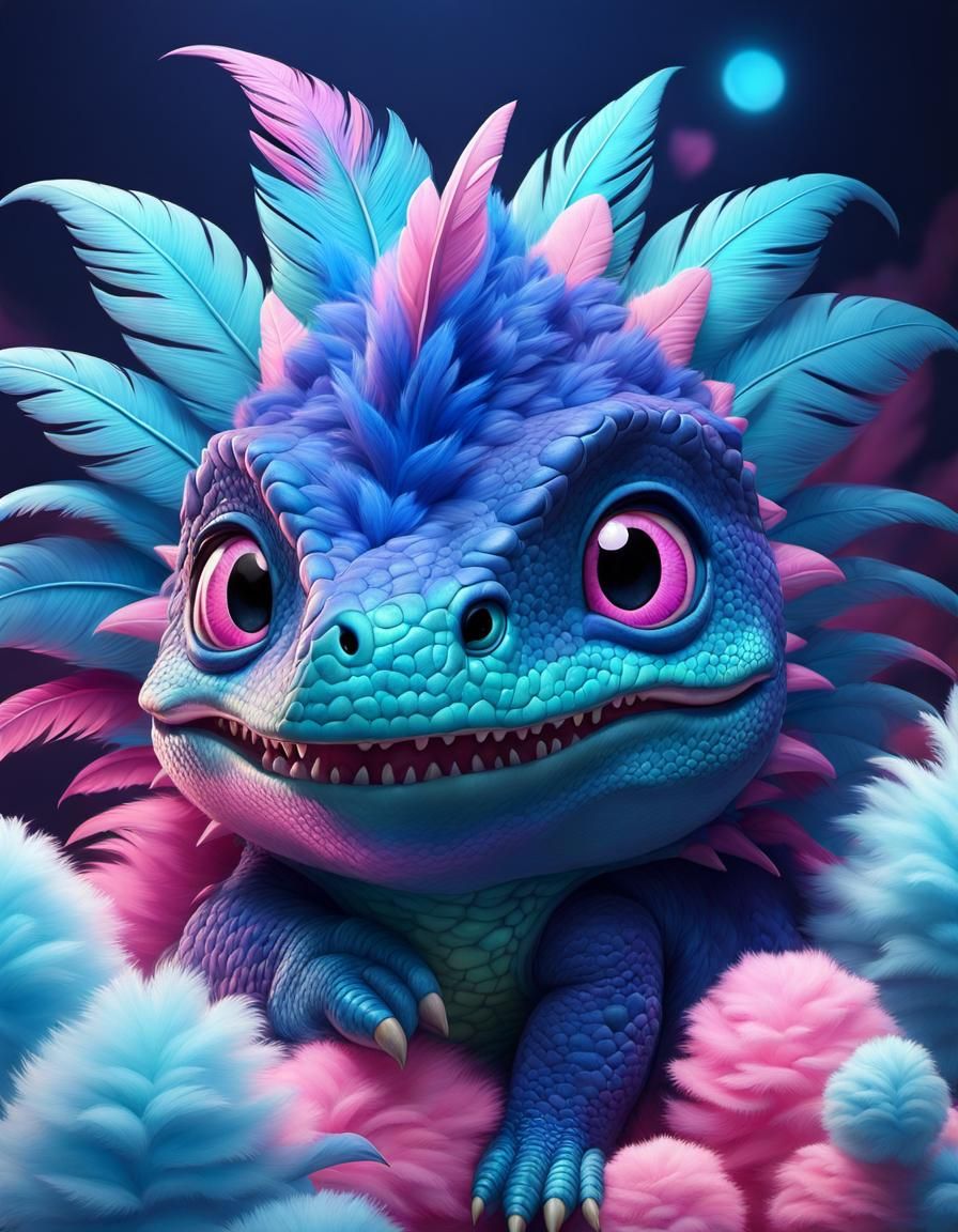 Cute Chubby Dinosaur in Kawaii 3D Style