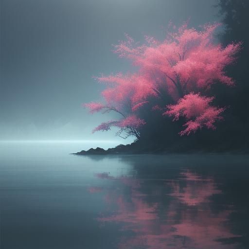 Flower on Lake in Vibrant Street Art Style