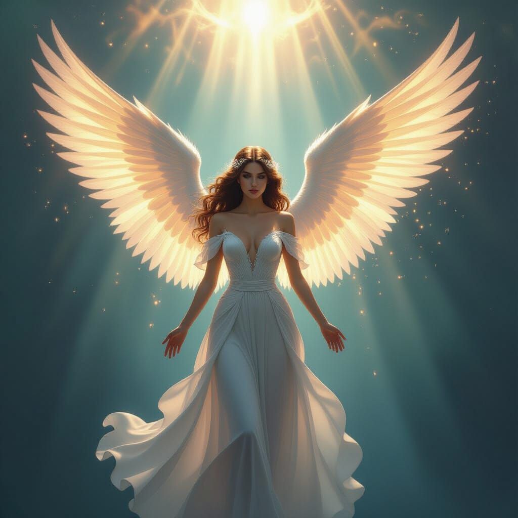 Ethereal Angel Bathed in Divine Light