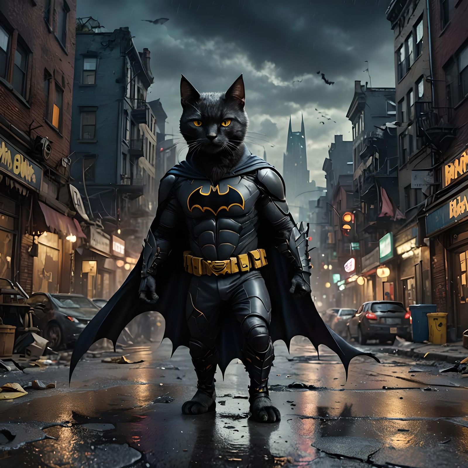 Batman Cat on Eerie Street: Fantasy Concept Art