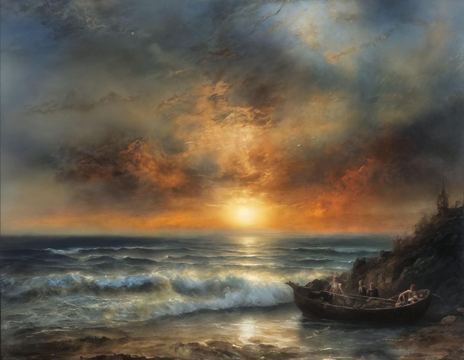 Detailed Abstract Landscape at Stormy Night