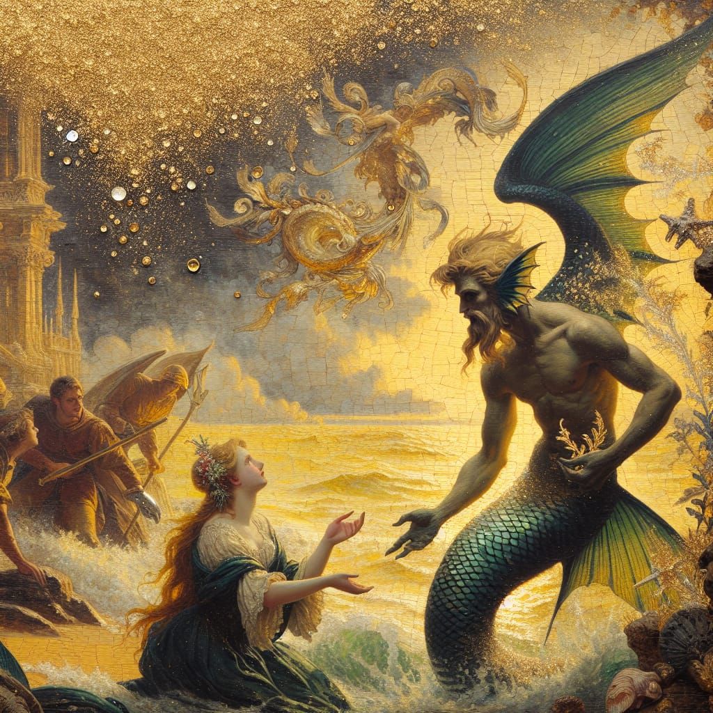 Merman's Rescue: A Romanticism-Inspired Fantasy Scene