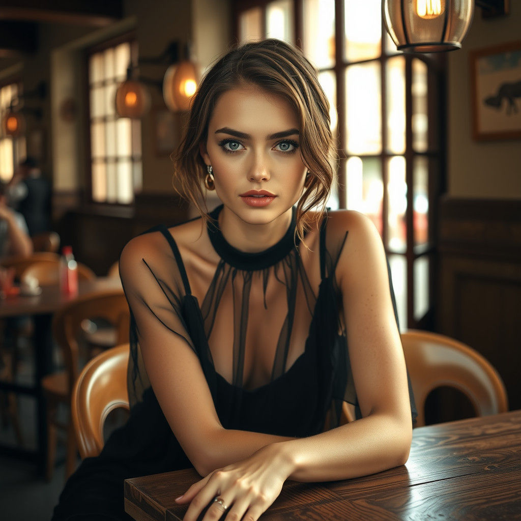Elegant Woman in Cafe: A Professional Portrait