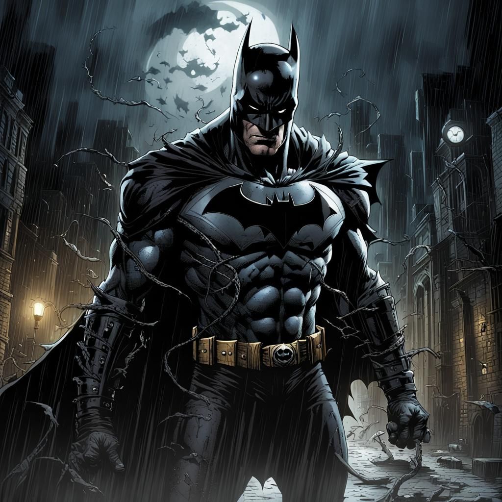 Batman and Spawn Fusion in Dark Comic Art