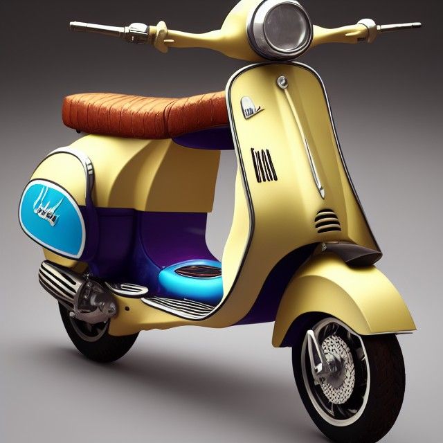 Pinup Model with Vespa Motorbike, Pixar Style