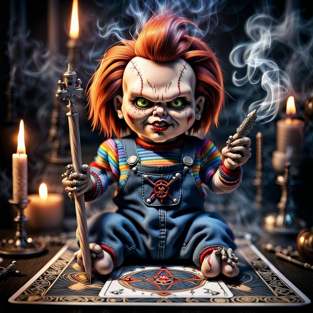 Voodoo Gothic Chucky Tarot Card in HDR
