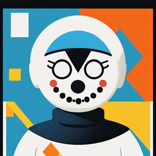 Pop Art Snowman with Geometric Bauhaus Elements