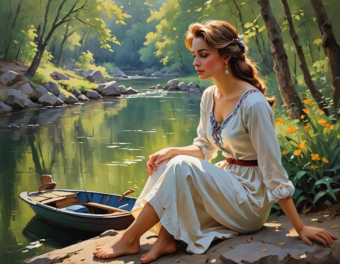 Classical Oil Painting Portrait with Rough Brushstrokes