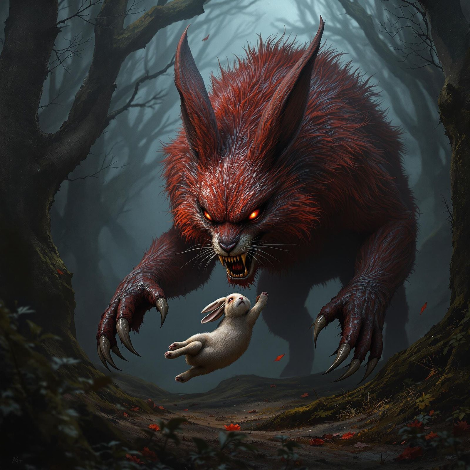 Fierce hybrid creature hunts its small, defenseless relative