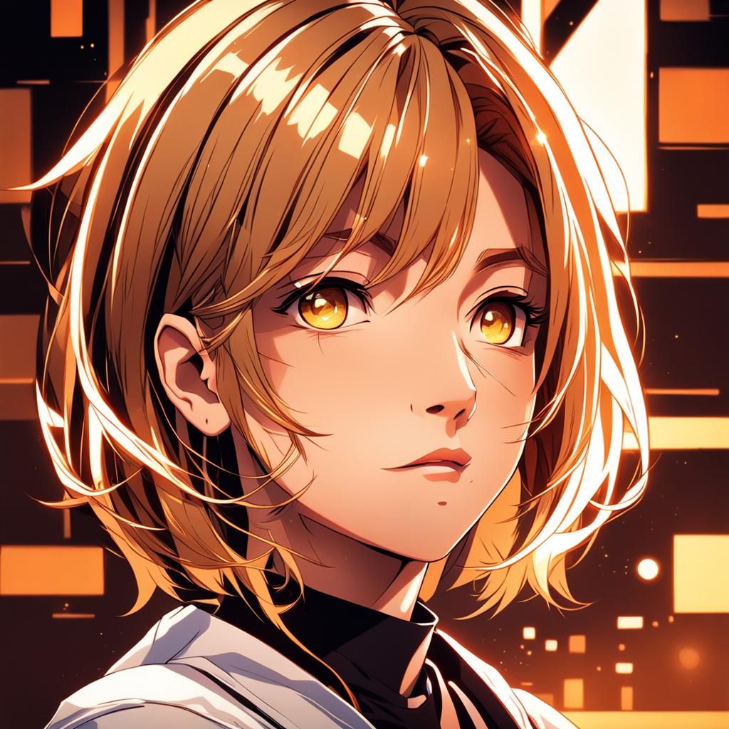 Anime Girl with Chin-Length Hair in Cel-Shaded Style