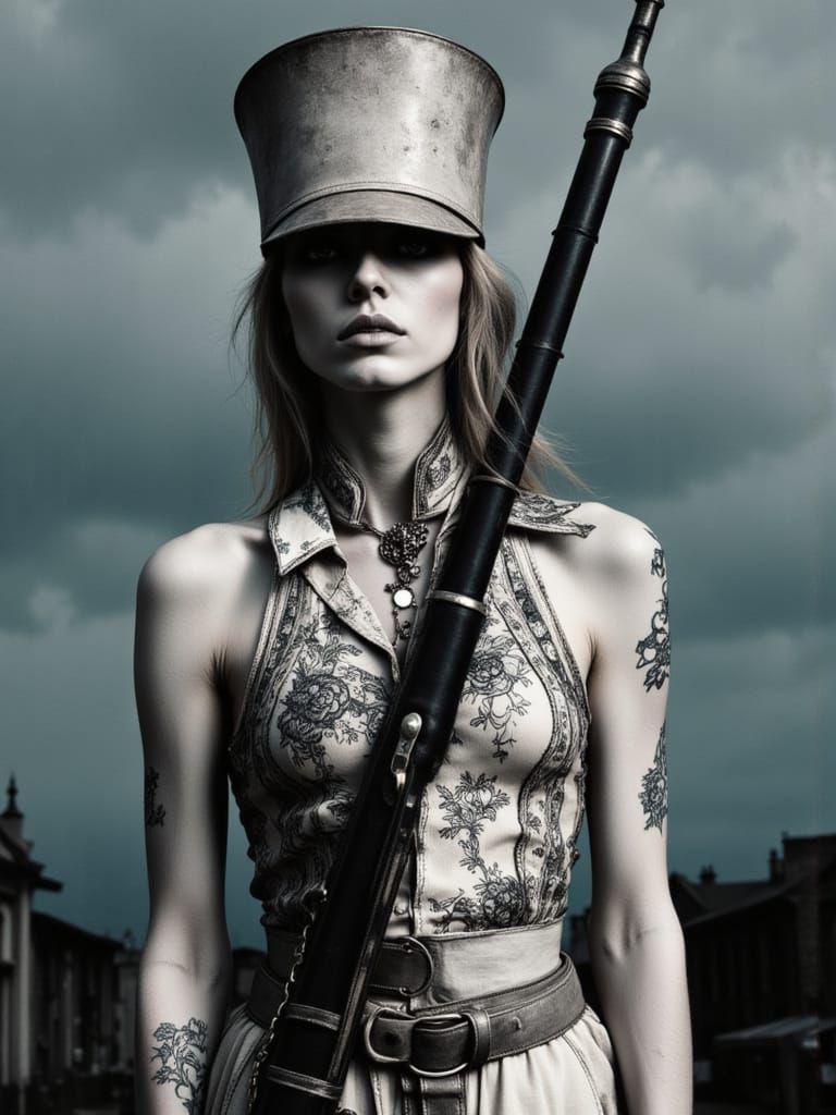 Surreal Portrait of Danger in Monochrome