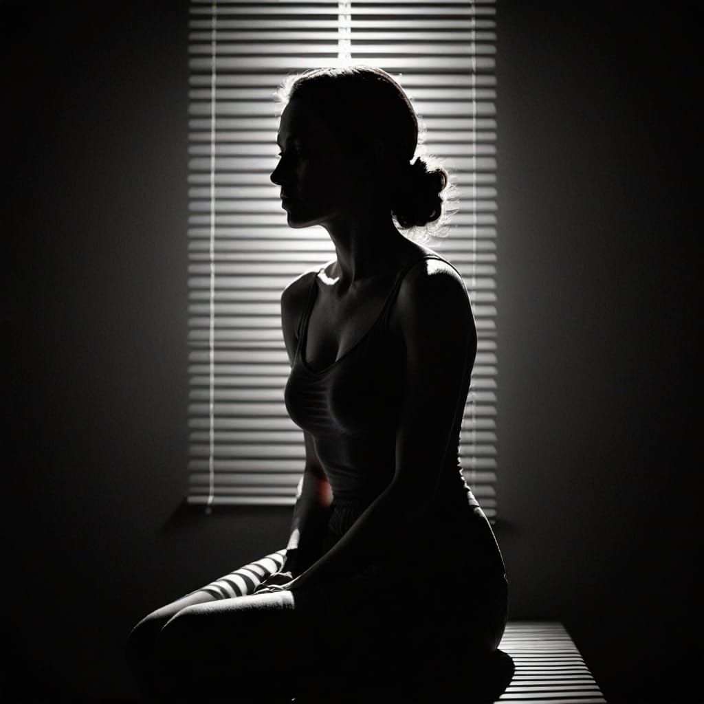 High Contrast Woman in Light and Shadow