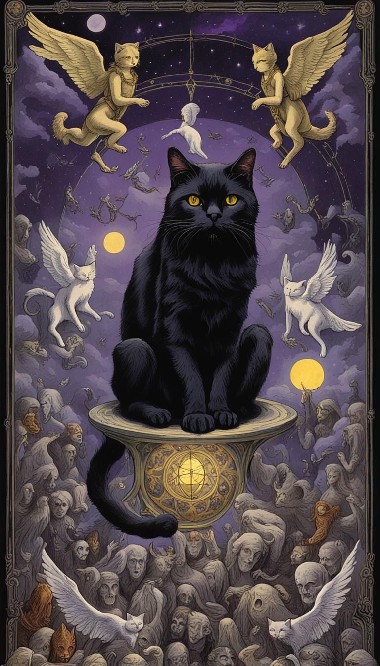 Black Cat as The World Tarot Card