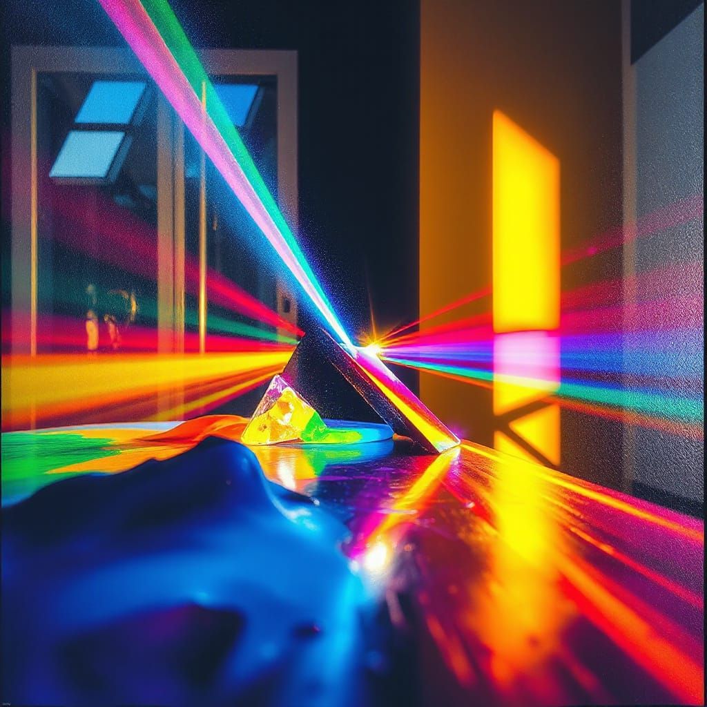 Prismatic Light Refraction in Graffiti Art Style