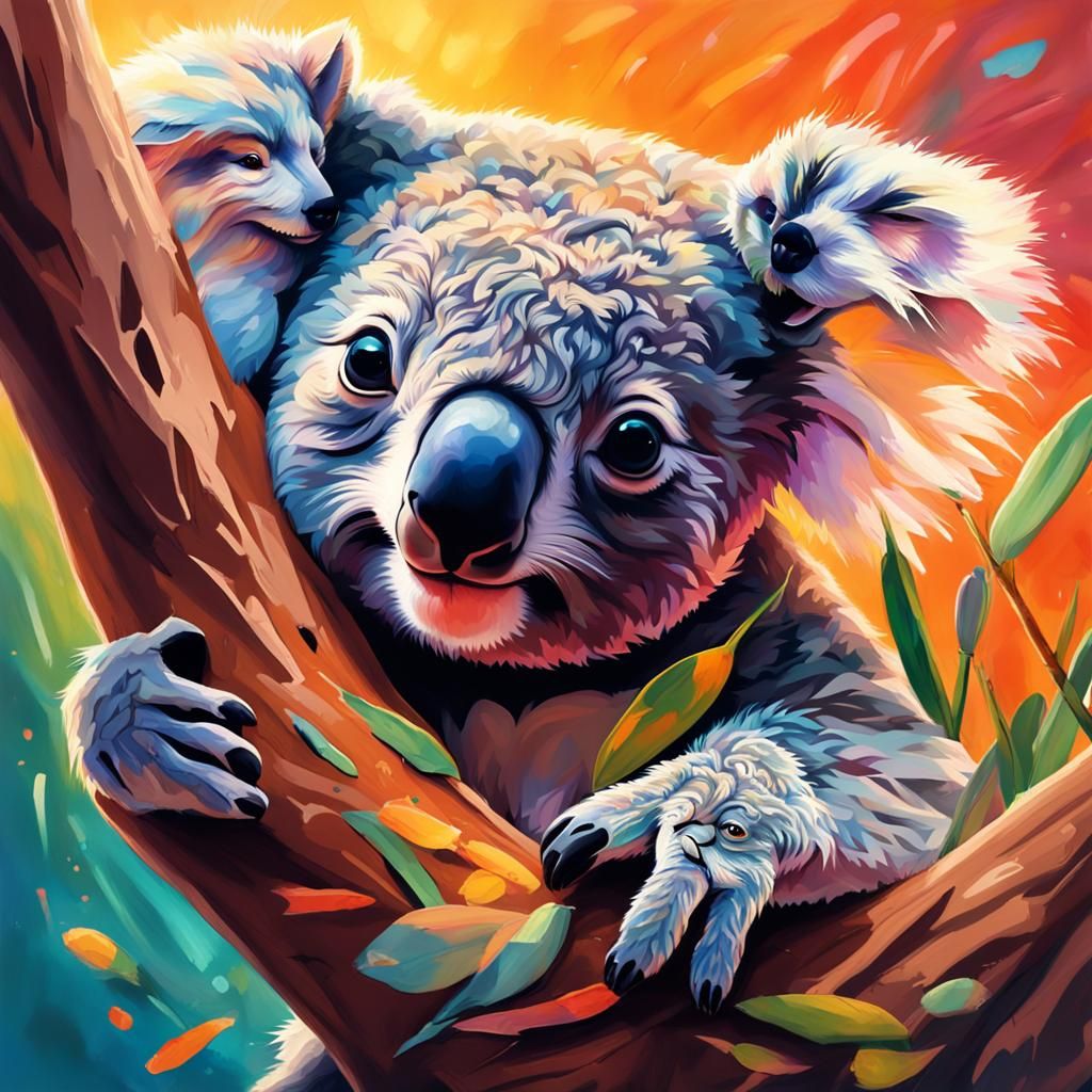 Cute Baby Koala Peek-a-Boo: Hyperrealistic Digital Art