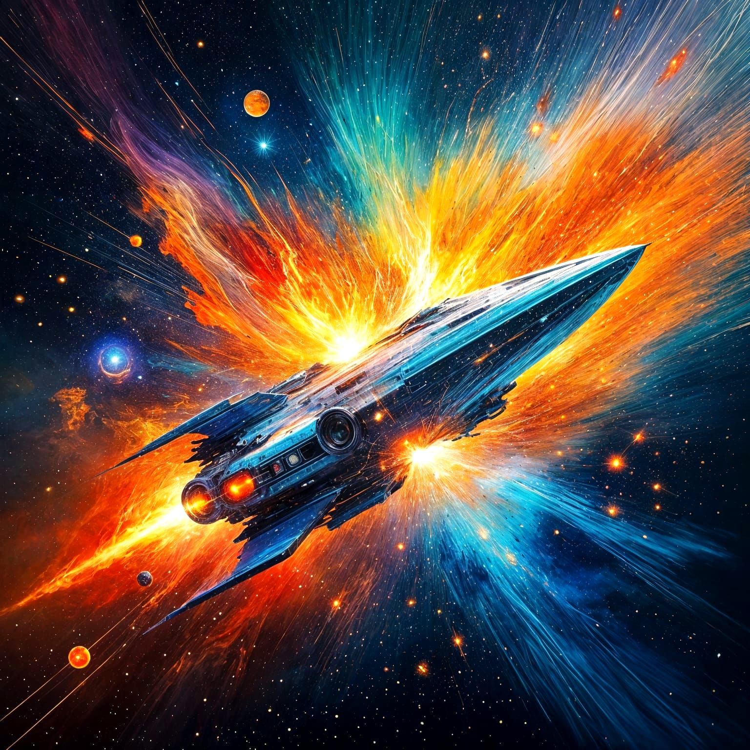 Cosmic Explosion: Abstract Expressionist Supernova