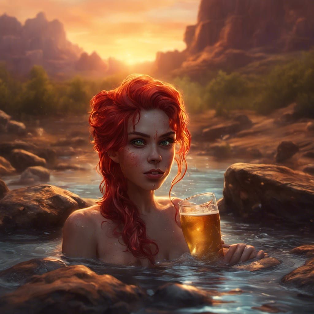 Sunset Shimmer Bathes in Arizona River: Matte Painting