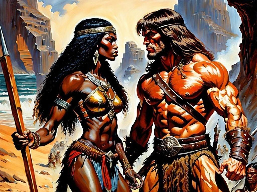 Warriors Clash: An Earl Norem Inspired Oil Painting