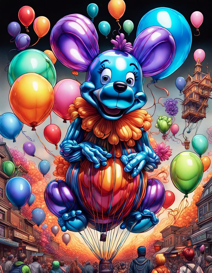 Detailed Pen Drawing: Balloon Animal Banshee