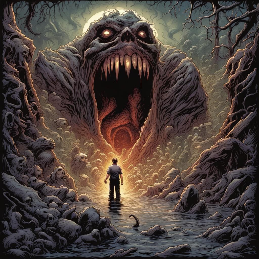 Open Bible Horror in Comic Book Style