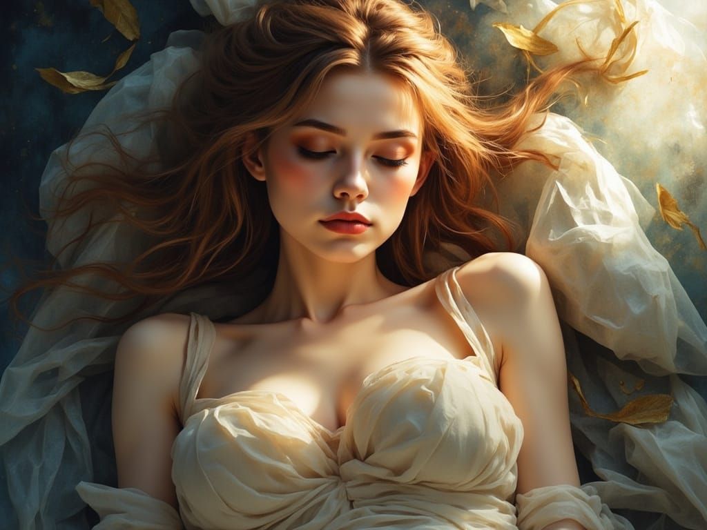 Anime Woman in Serene Siesta, 3D Aesthetic