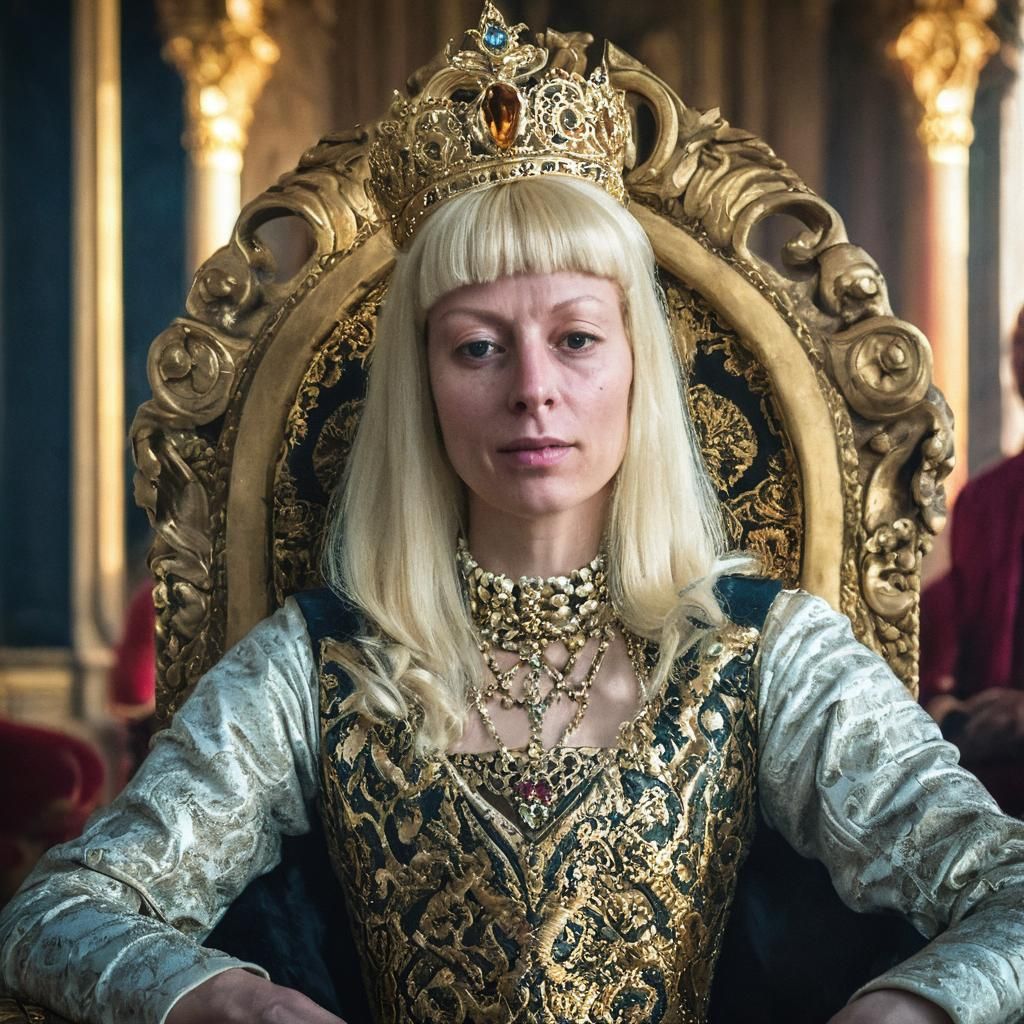 Blonde Queen with Snake: A Baroque Portrait