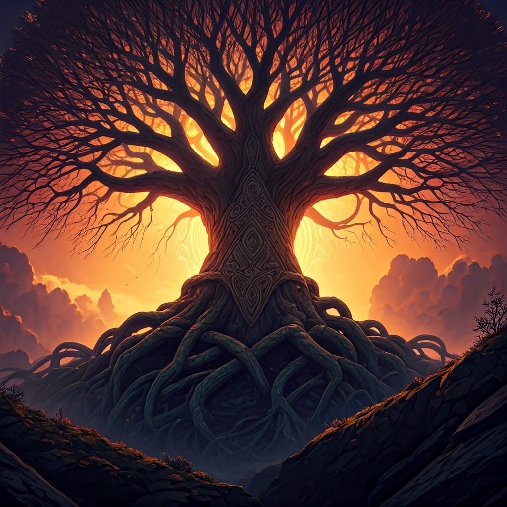 Mystical Ancient Tree with Ethereal Glow