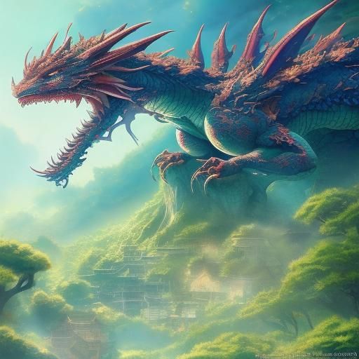 Floral Dragon: Studio Ghibli Anime Key Visual