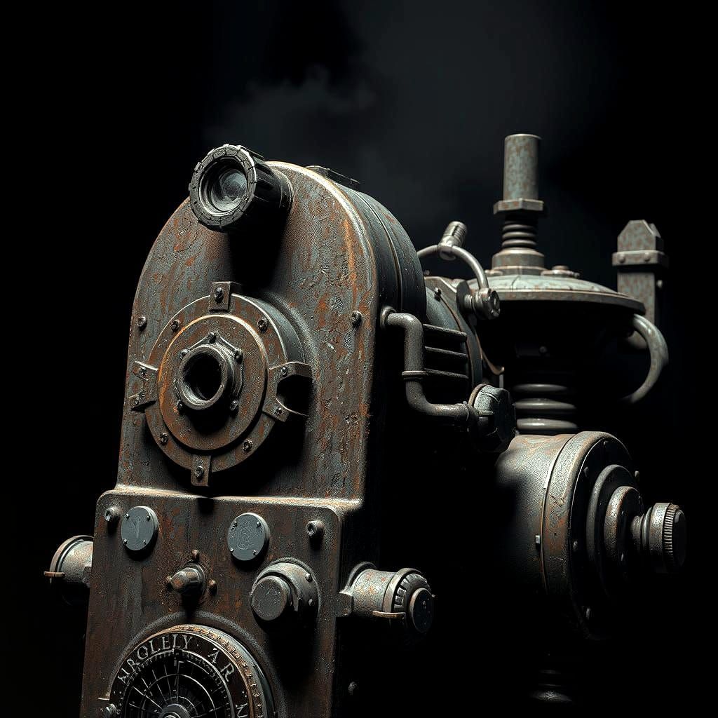 Corroded Rusty Machine in Dark Moody Lighting