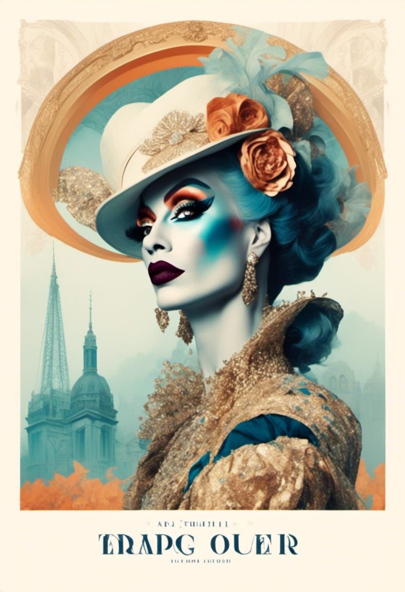 A beautiful French drag queen in the style of <lora:Drag Pos...