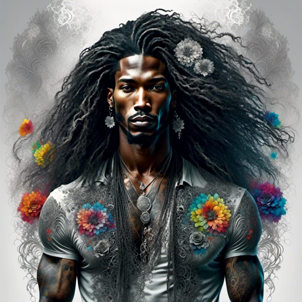 Lace Flowers and Silver Mist Portrait